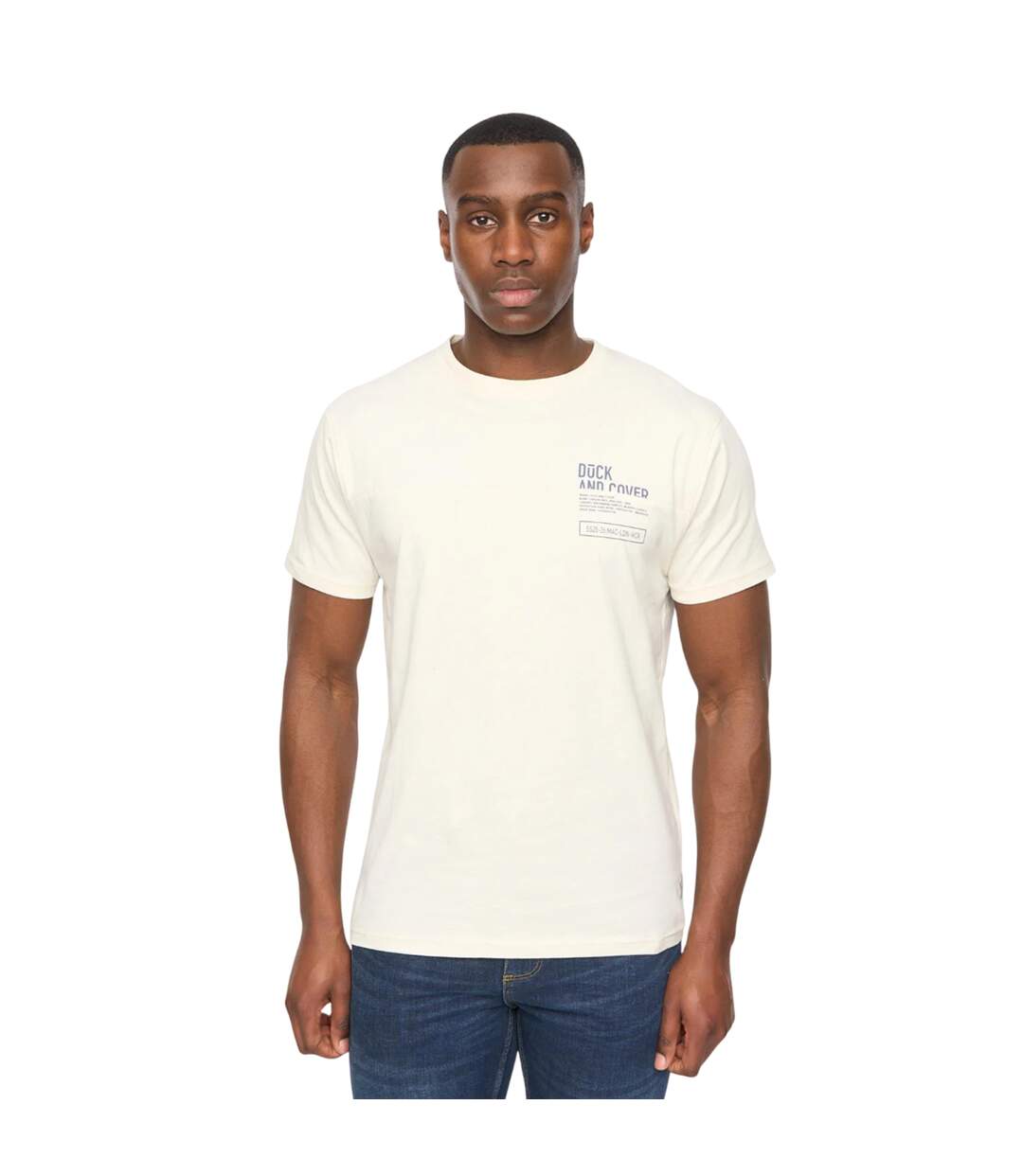 T-shirt seamtext homme blanc cassé Duck and Cover-1