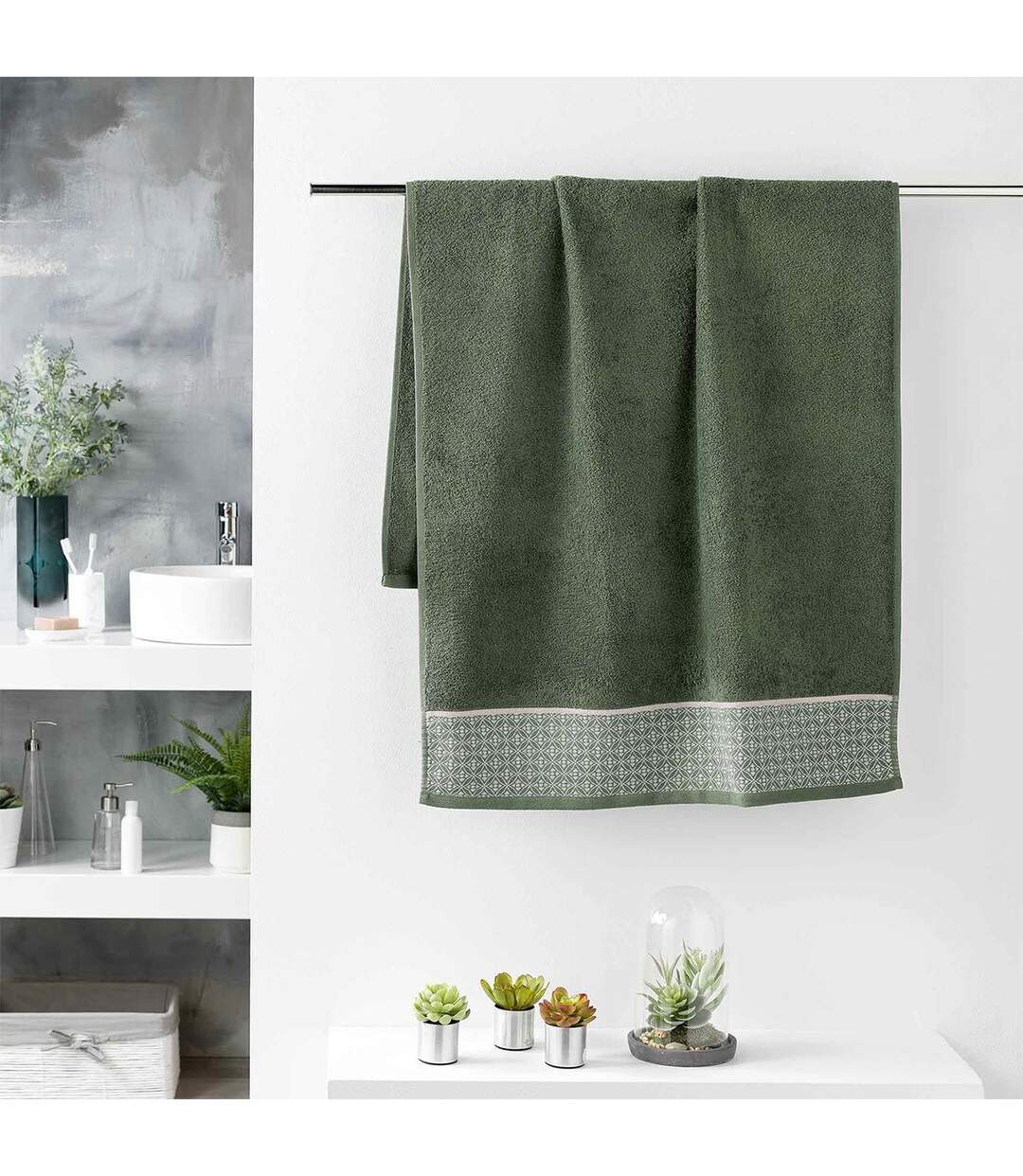 Drap de Douche Jacquard Belina 70x130cm Kaki-2