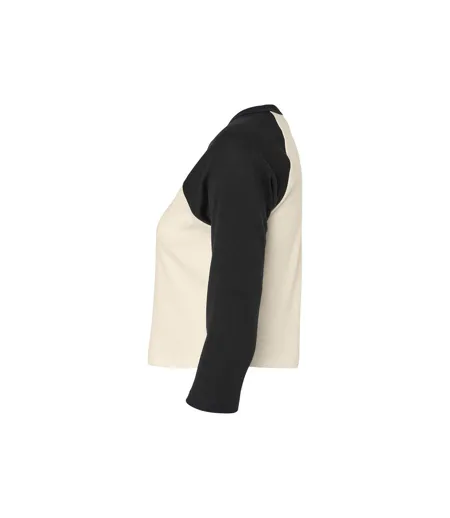 T-shirt Manches ¾ Femme Naturel Noir Bella + Canvas