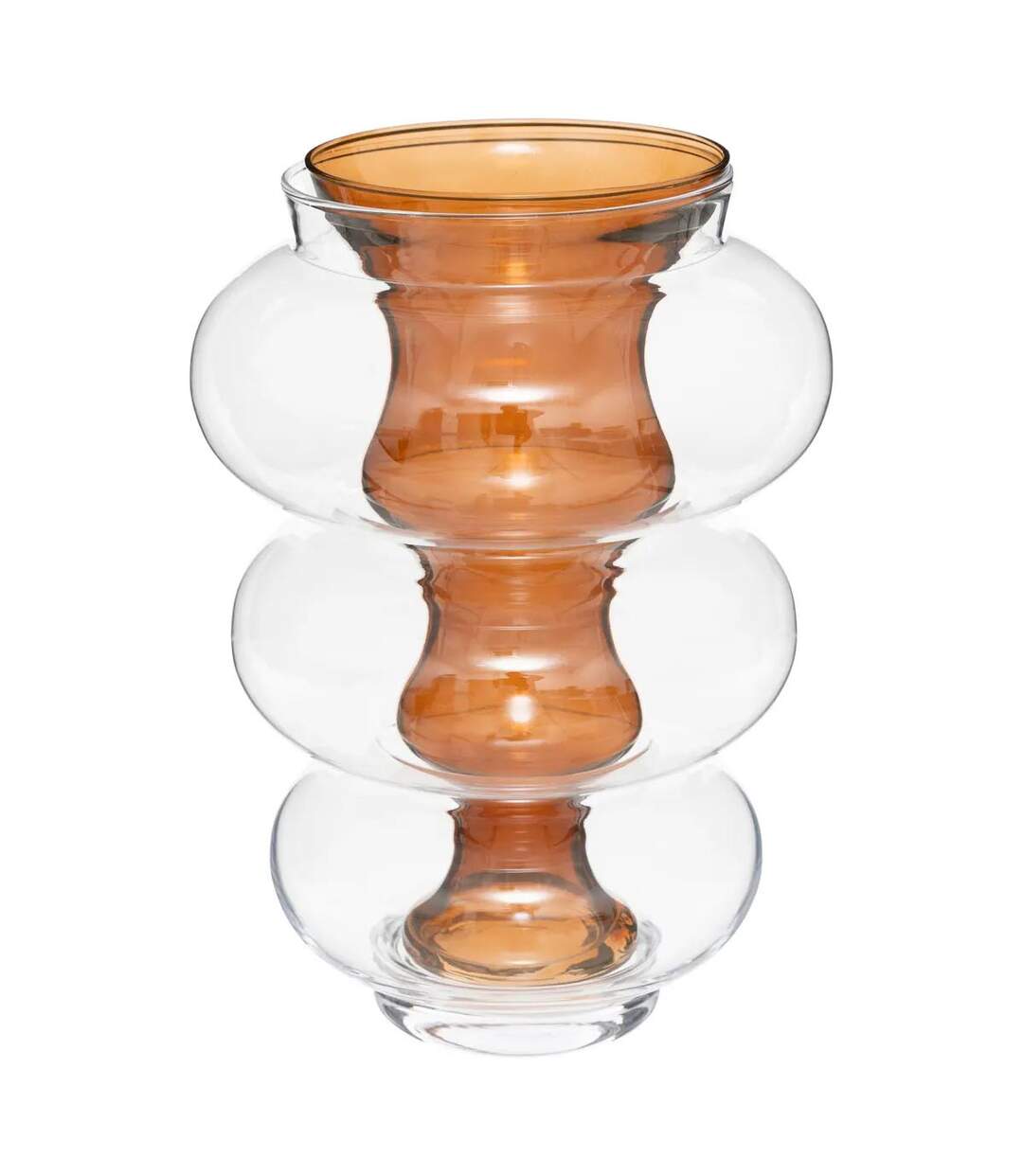 Vase Double en Verre Matali 36cm Ambre-1