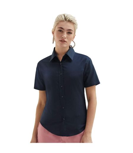 Fruit Of The Loom Ladies Lady-Fit Short Sleeve Oxford Shirt (Navy) - UTBC398