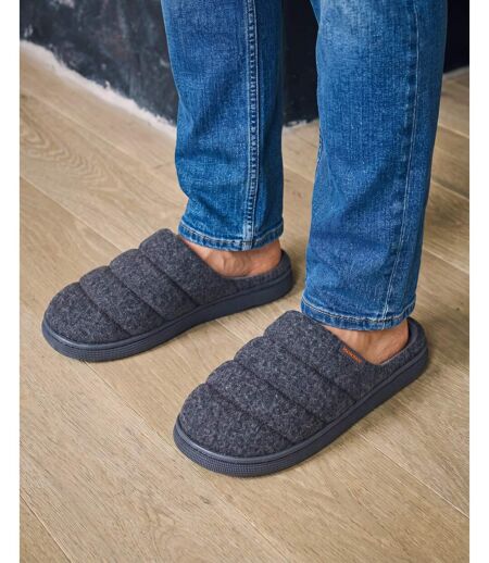 Isotoner Chaussons Mules homme matière feutrine, semelle bloup extra confort