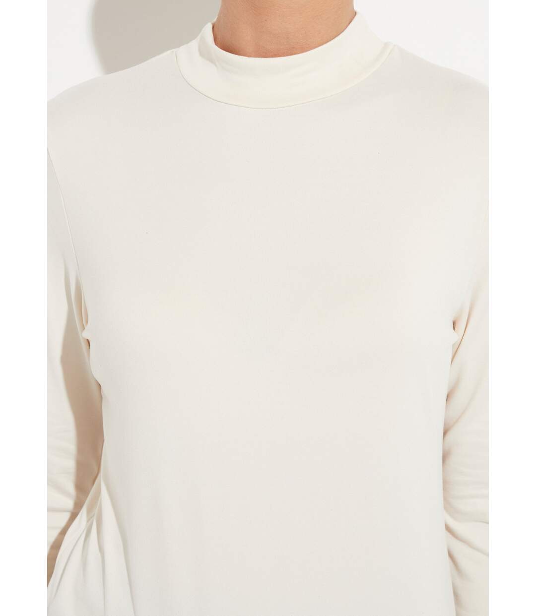 T-shirt doux col montant manches longues-4