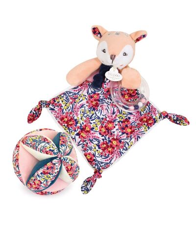 Ensemble balle sensorielle + doudou hochet polyester collection DUO BOH'AIME 2 pièces Faon