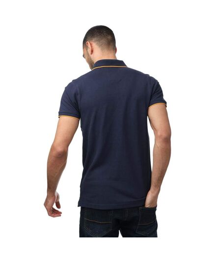 Mens Ricky Gold Detail Tipped Polo Shirt Navy Luke 1977