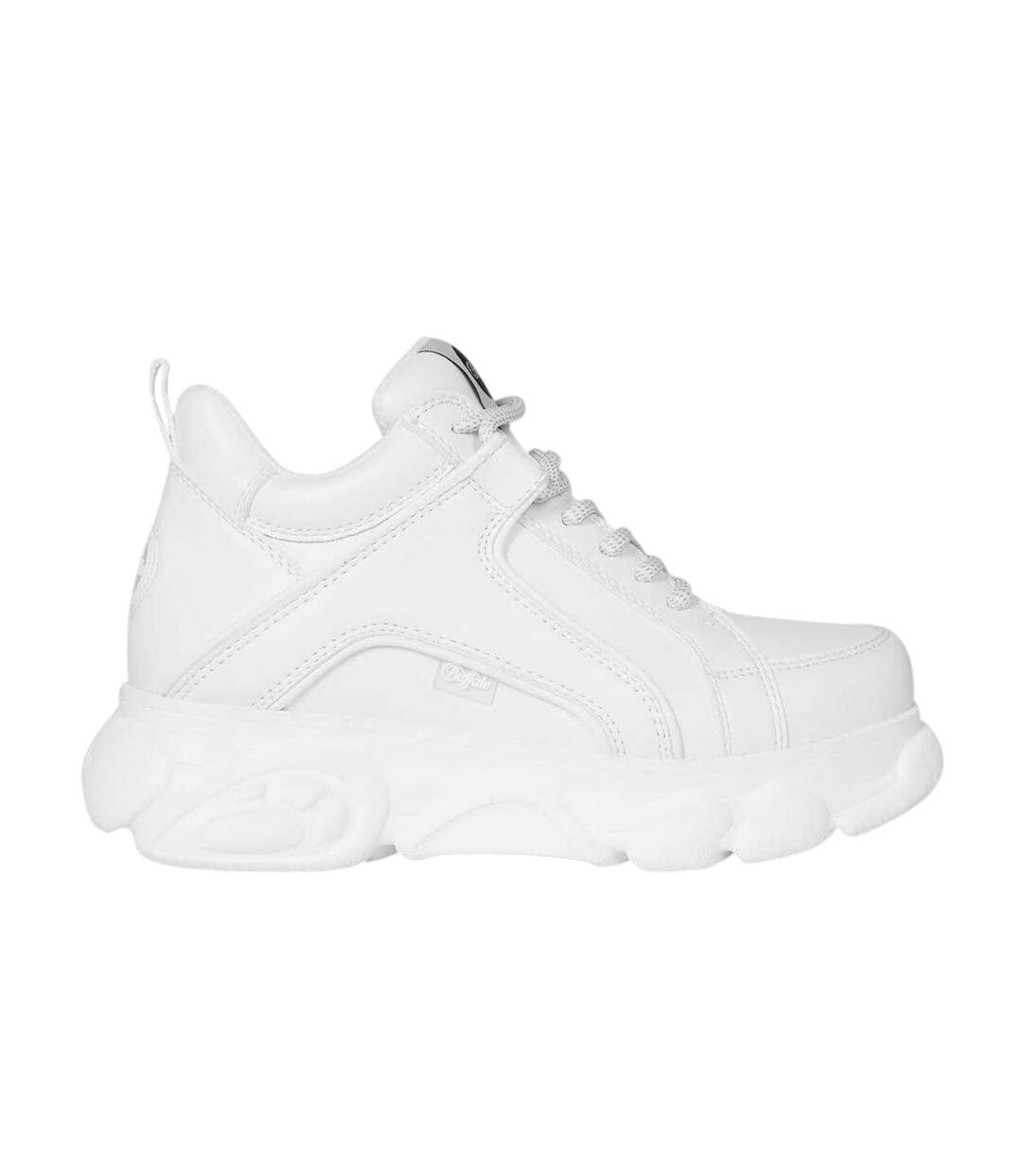 Womens/ladies Platform Trainers White Buffalo-1