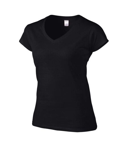 T-shirt À Manches Courtes Et Col En V Femme Noir Gildan