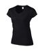 T-shirt À Manches Courtes Et Col En V Femme Noir Gildan-4