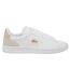 Womens/ladies Carnaby Leather Flat Trainers White Light Pink Lacoste-2