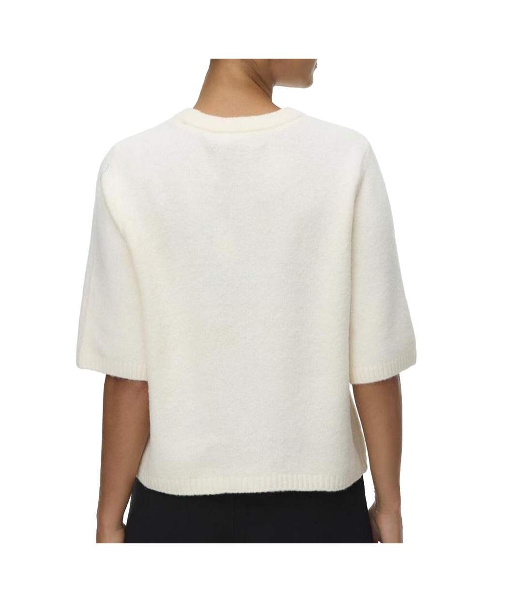 Pull manches courtes beige femme vero moda boom-2