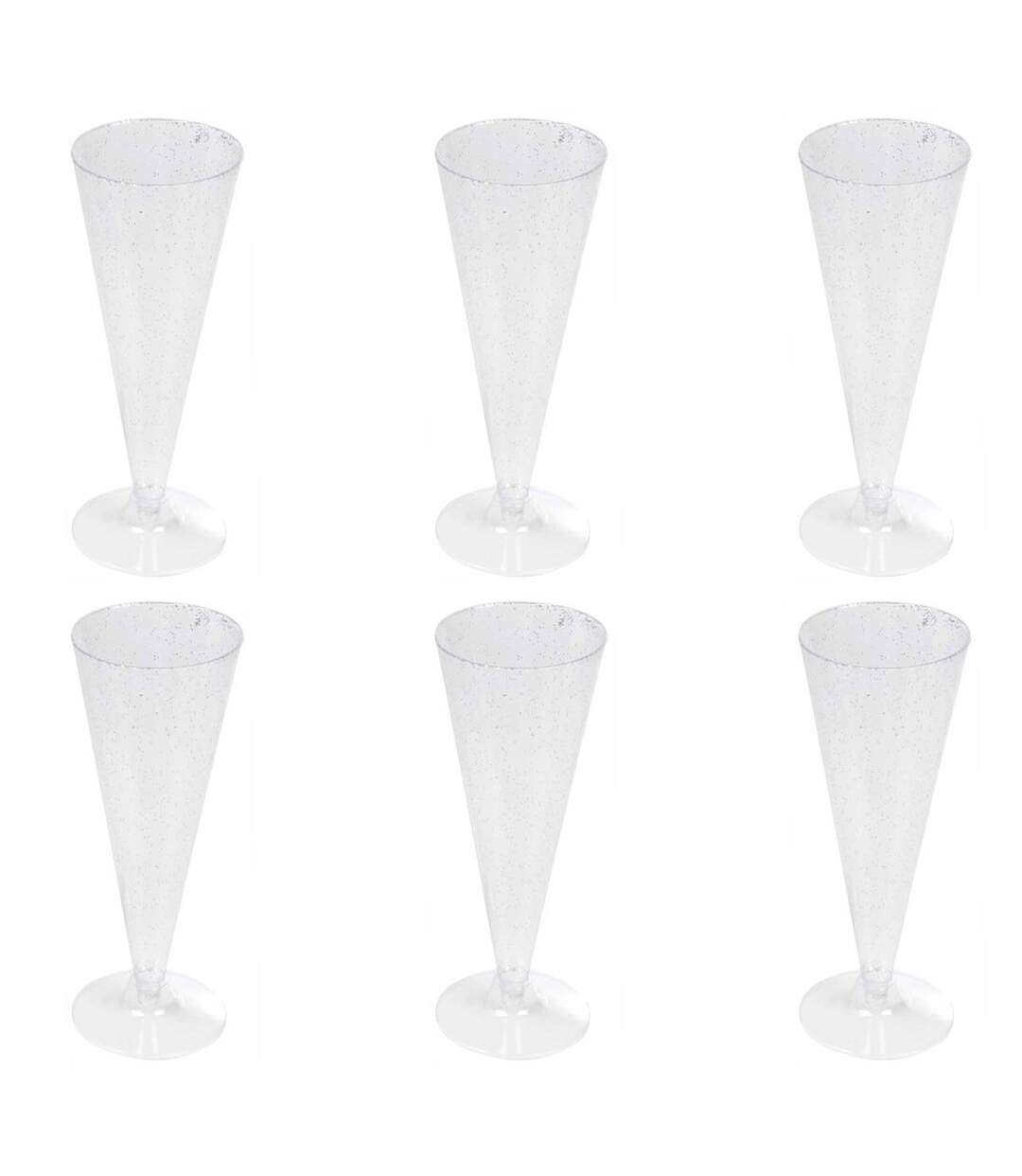 Lot de 6 Flûtes à Champagne Réutilisable Paillettes 12cl Argent-1
