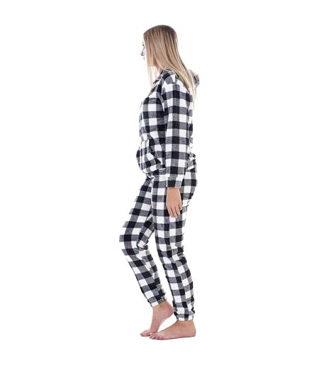 Ensemble De Pyjama Long Motif/style À Carreaux Femme Bleu Marine Blanc Keanu