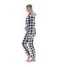 Ensemble De Pyjama Long Motif/style À Carreaux Femme Bleu Marine Blanc Keanu-4