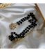 Black Bead Four Heart Magnet Foldable Zircon Necklace