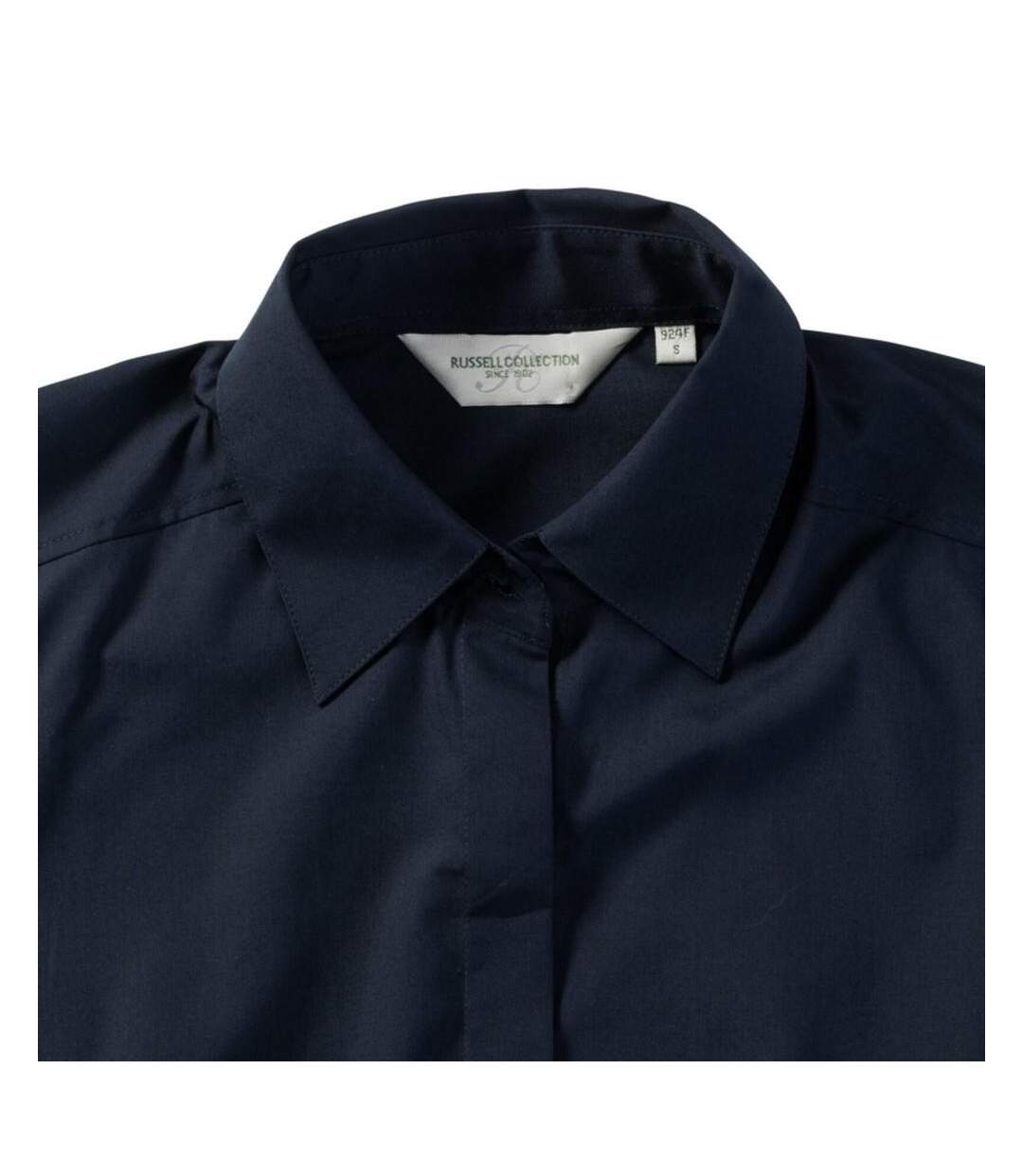 Collection Chemisier À Manches Longues En Popeline Femme Bleu Marine Russell-4
