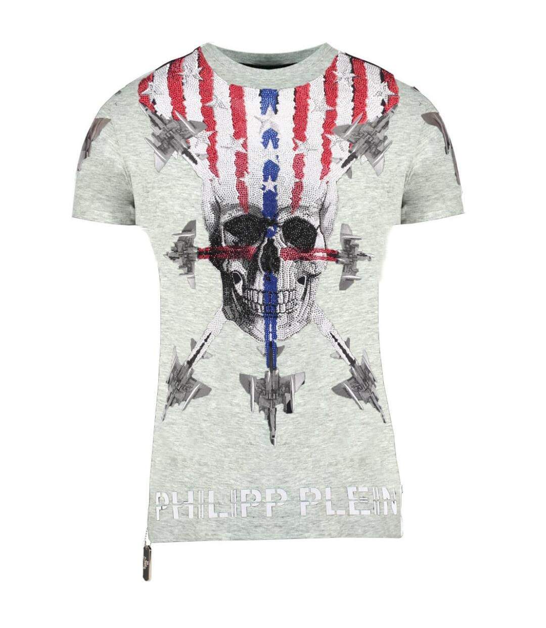 Mens Aeroplane T-shirt Grey Philipp Plein-1