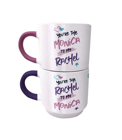 Friends Monica And Rachel Stackable Mug Set (Pack of 2) (Pink/White) (One Size) - UTPM3812