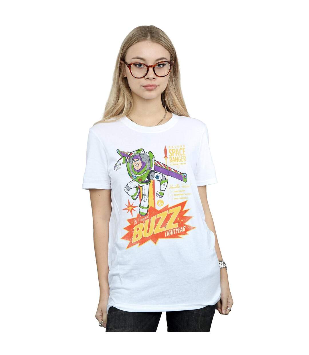 Disney Womens/Ladies Toy Story 4 The Original Buzz Lightyear Cotton Boyfriend T-Shirt (Blanc) - UTBI46990-2