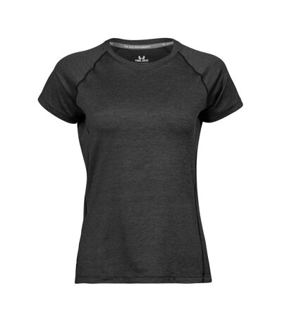 Tee Jays Womens/Ladies Cool Dry Short Sleeve T-Shirt (Black Melange) - UTBC3324
