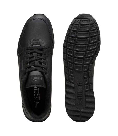 Mens St Runner V4 Leather Trainers Black Puma