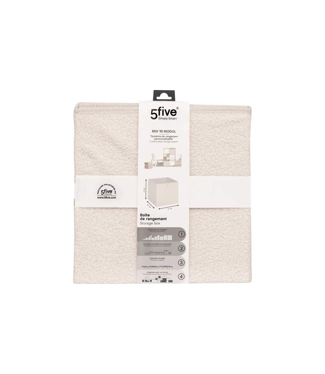 Boîte de Rangement Bouclette 31x31cm Blanc-2