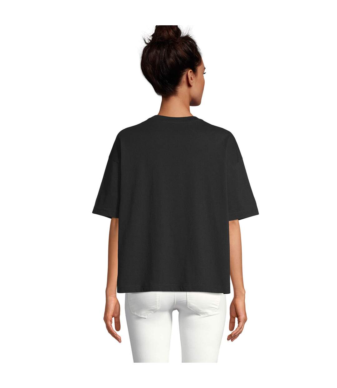 Womens/ladies boxy organic oversized t-shirt deep black SOLS-3