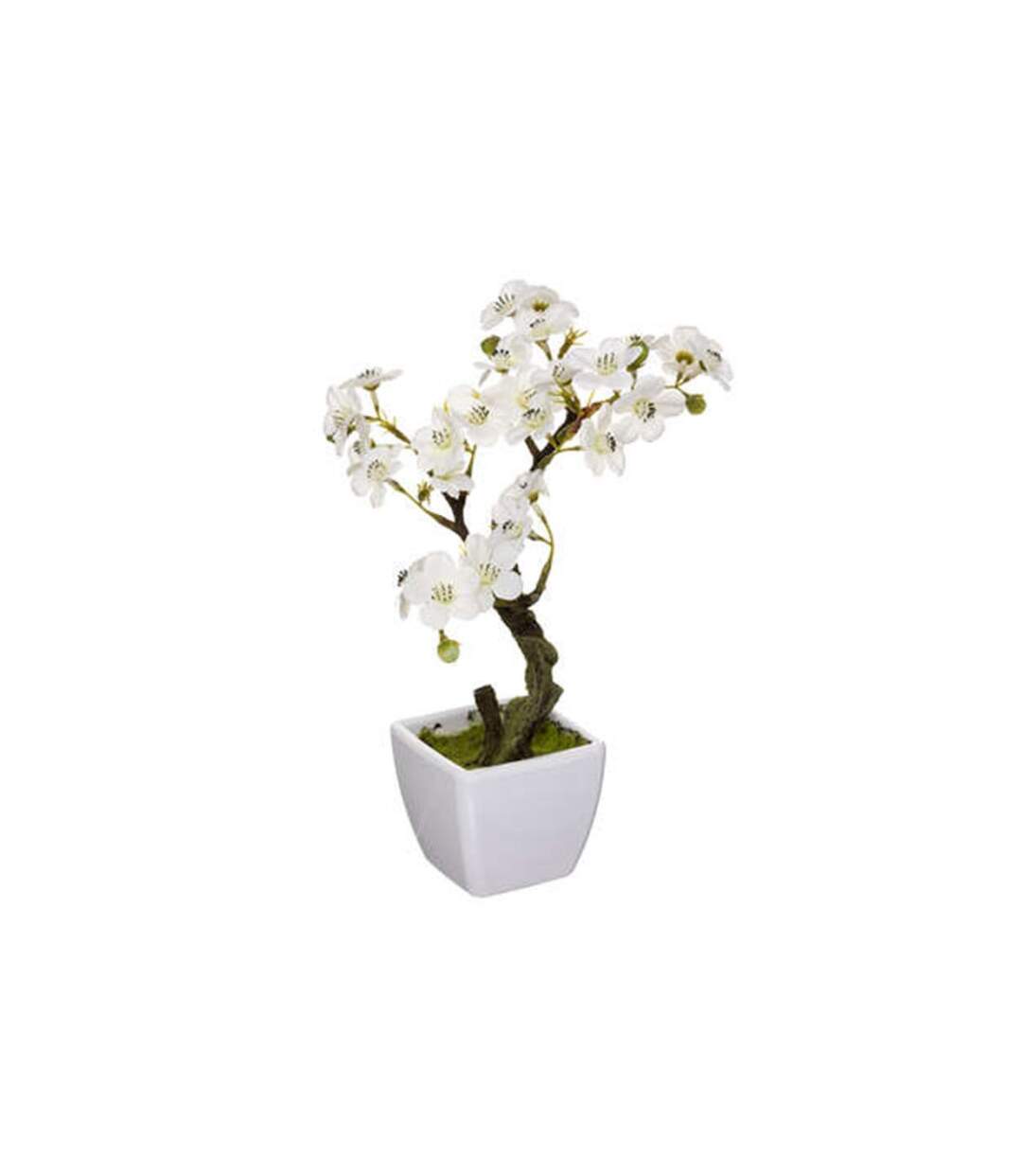 Plante Artificielle en Pot Cerisier 26cm Blanc-1