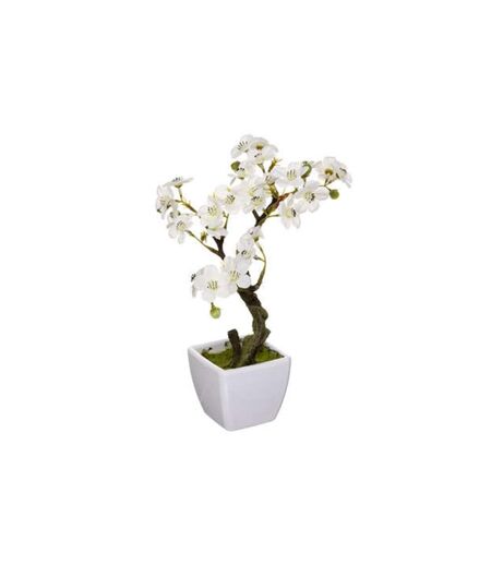 Plante Artificielle en Pot Cerisier 26cm Blanc