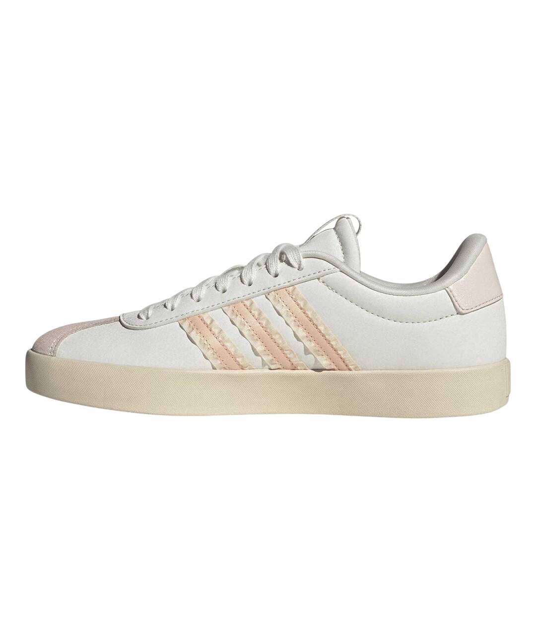 Womens/ladies Vl Court 3.0 Suede Trainers White Pink Metallic Adidas-3