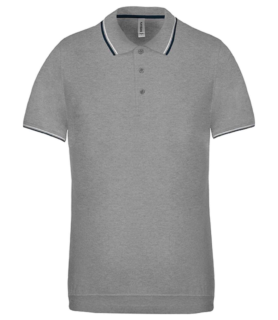 Polo bandes contrastées homme - K250 - gris - manches courtes