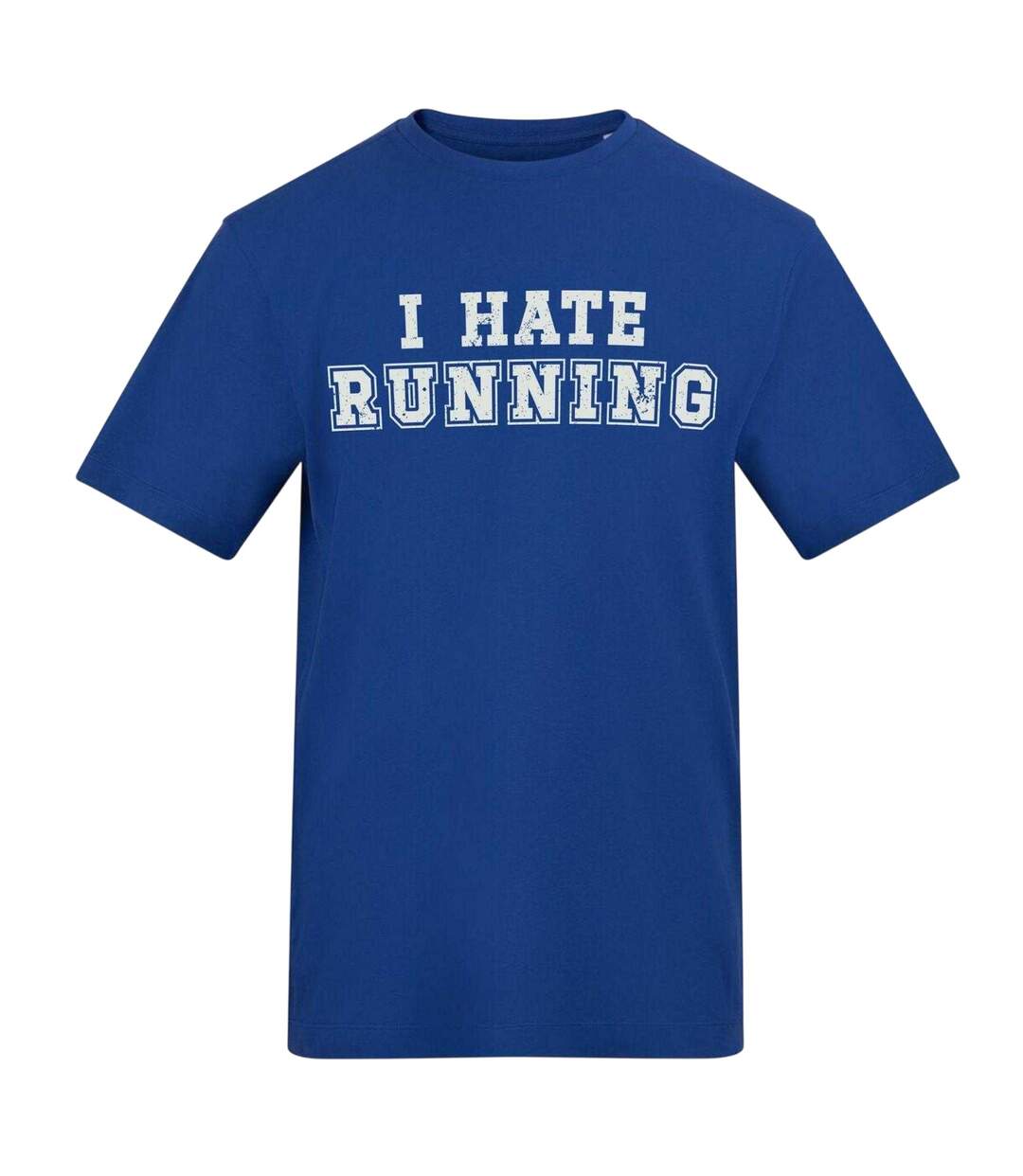 Unisex Adult I Hate Running T-shirt Blue AWD-1