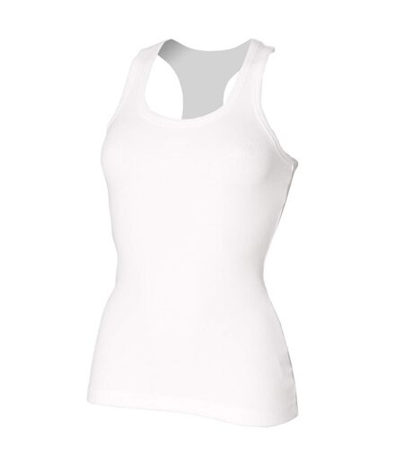 Débardeur long femme blanc Skinni Fit