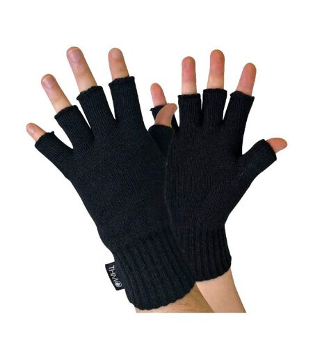 Mens Black 3M Thinsulate Insulation Lined Fingerless Gloves