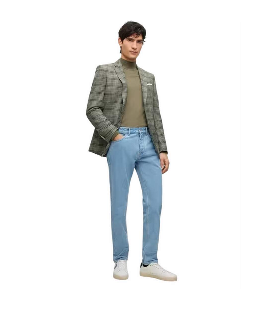 Mens Denim 5 Pockets Straight Jeans Pastel Blue Boss-1