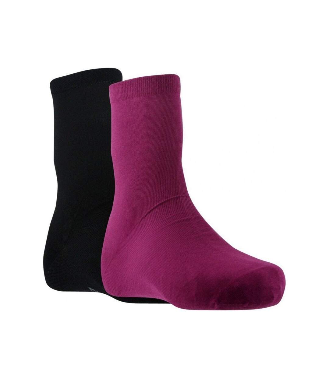 DIM Lot de 2 paires de Chaussettes Femme Coton PURCOTON Rose Noir-1