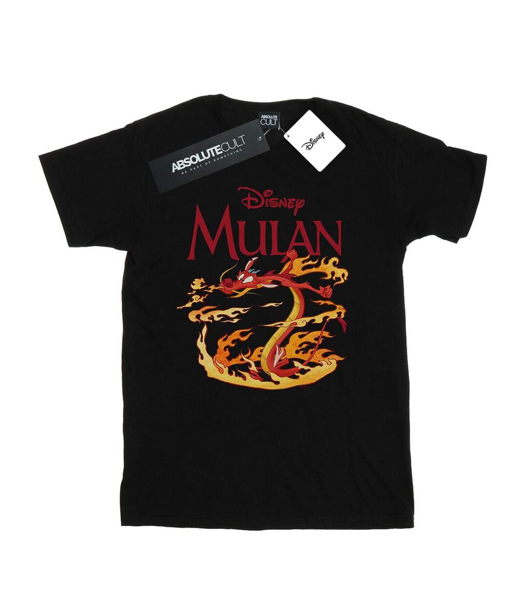 Disney Femme/Les femmes Mulan Mushu Dragon Fire Cotton Boyfriend T-Shirt (Noir) - UTBI18033-1