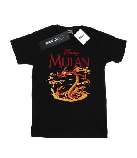 Disney Femme/Les femmes Mulan Mushu Dragon Fire Cotton Boyfriend T-Shirt (Noir) - UTBI18033