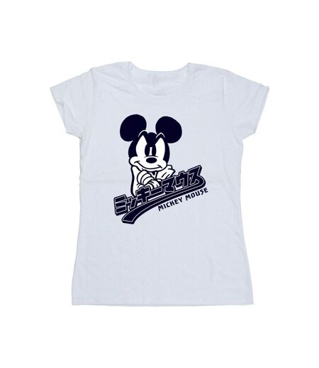 Disney T-shirt en coton japonais Mickey Mouse Femme/Femme (Blanc) - UTBI33233