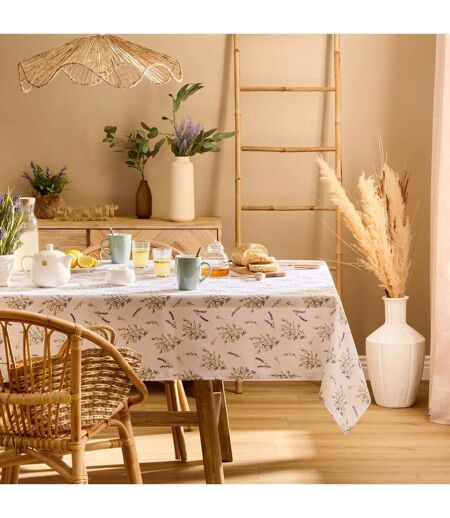 Nappe Antitache Imprimée Garrigue 140x240cm Blanc