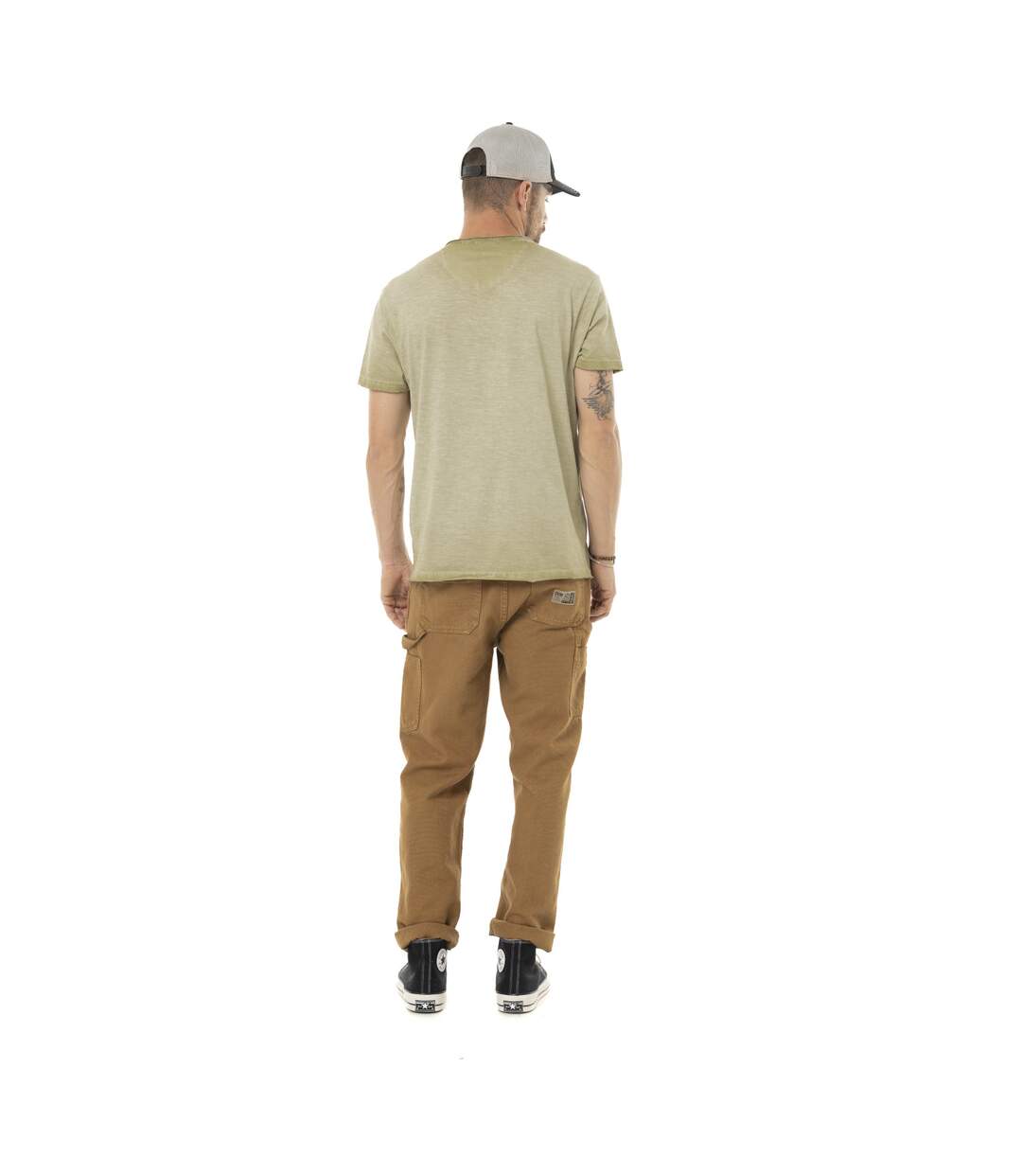 T-shirt homme col V en coton print devant Lighter Vondutch-5