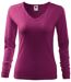 T-shirt col V - Extensible - Manches longues - Femme - MF127 - rouge rhododendron