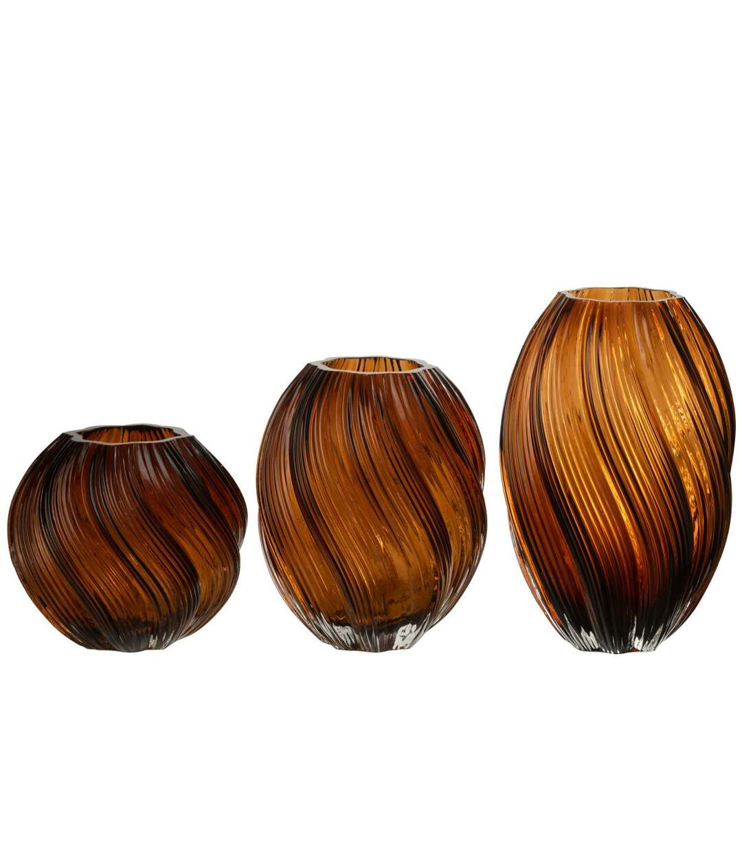 Vase Ondulé en Verre Carol 16cm Marron-3