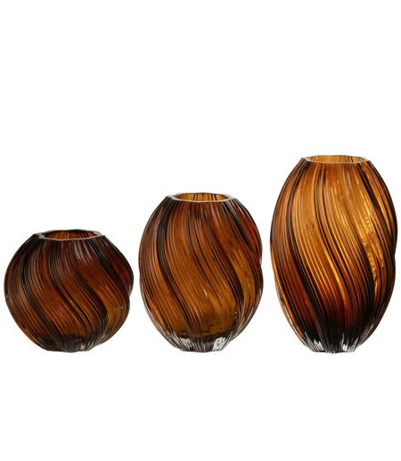 Vase Ondulé en Verre Carol 16cm Marron