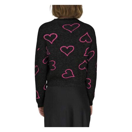 Pull Noir/Rose Coeur Femme Only Happie - L