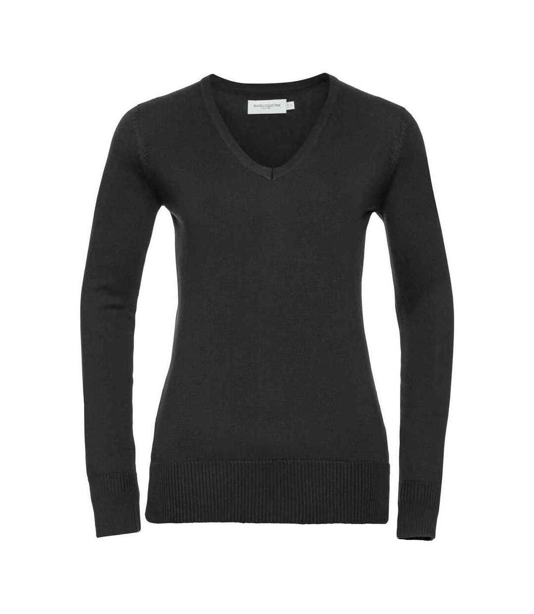 Womens/ladies marl v neck sweatshirt black Russell Collection