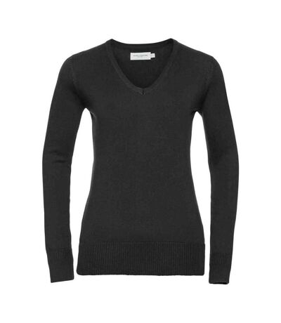 Russell Collection Womens/Ladies Marl V Neck Sweatshirt (Black)