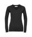 Russell Collection Womens/Ladies Marl V Neck Sweatshirt (Black) - UTRW9595