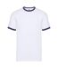 T-shirt Ringer Homme Blanc Bleu Marine Fruit Of The Loom-1