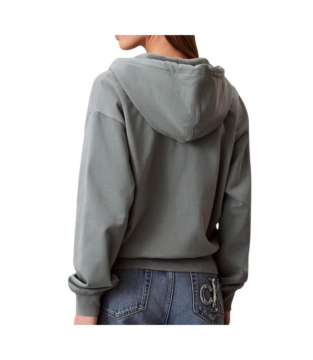 Sweat zippé vert femme calvin klein jeans archive-2