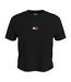 Womens/ladies Embroidered Logo Cotton Cropped T-shirt Black Tommy Jeans-1